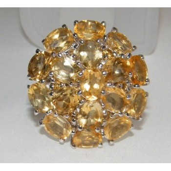 NSA|Argento 925 : Anello a toppa in argento 925 con Quarzo Citrino 20