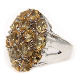 NSA|Anello argento 925 quarzo citrino toppa misura 20 grande donna maestoso