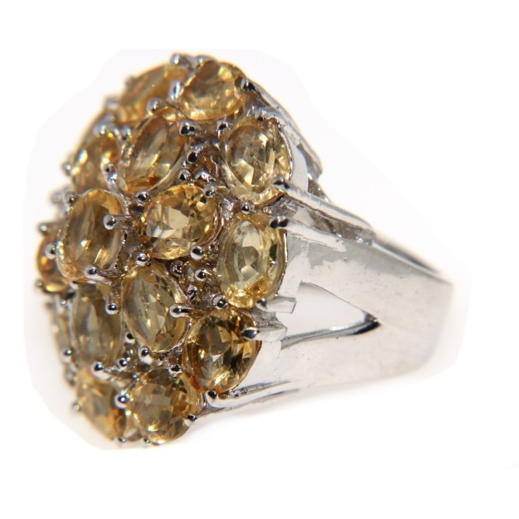 NSA|Anello argento 925 quarzo citrino toppa misura 20 grande donna maestoso