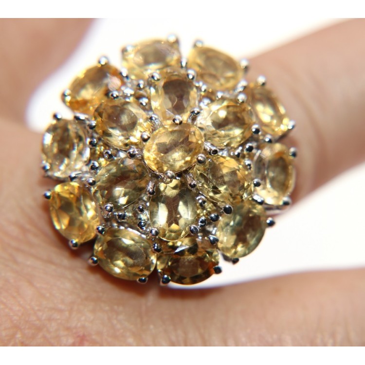 NSA|Anello argento 925 quarzo citrino toppa misura 20 grande donna maestoso