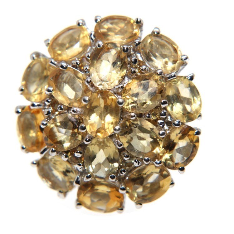 NSA|Anello argento 925 quarzo citrino toppa misura 20 grande donna maestoso