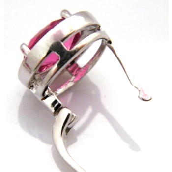 NonSoloArgenti |Parure Argento 925 : Collana girocollo con ciondolo e Orecchini con zirconi rosa magenta e bianchi