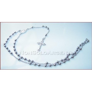 NSA|Argento 925 : Collana rosario a pallini grandi con immagine religiosa e croce lavorata varie lunghezze
