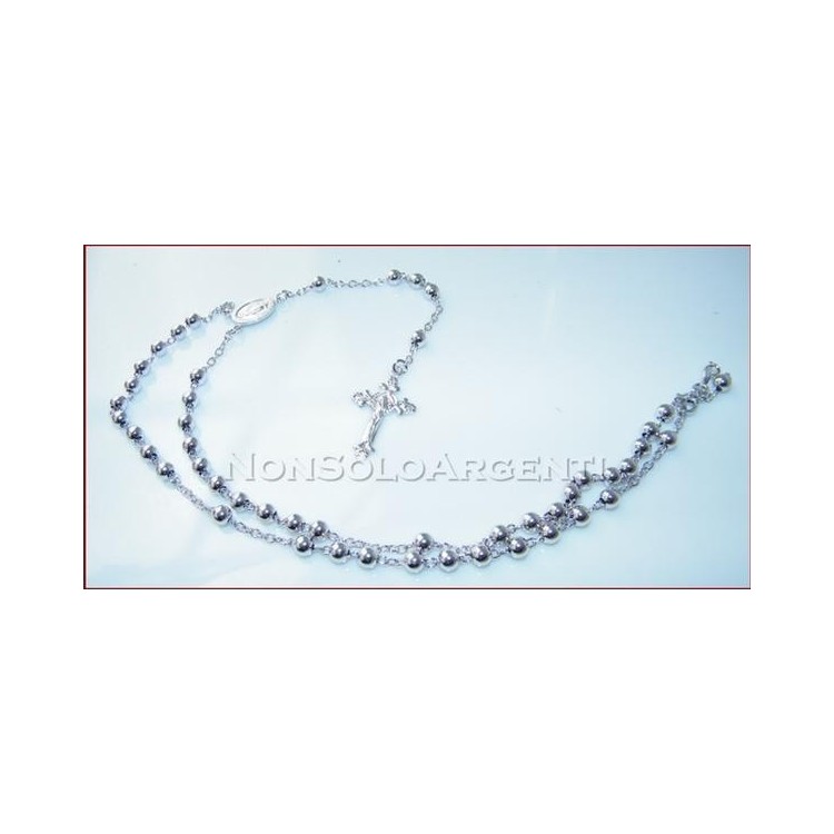 NSA|Argento 925 : Collana rosario a pallini grandi con immagine religiosa e croce lavorata varie lunghezze