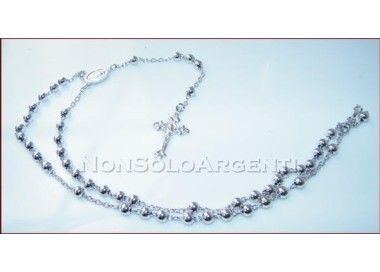 NSA|Argento 925 : Collana rosario a pallini grandi con immagine religiosa e croce lavorata varie lunghezze