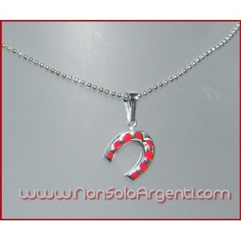 NSA|horseshoe 925 silver red luck amulet pendant