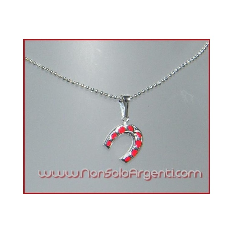 NSA|horseshoe 925 silver red luck amulet pendant