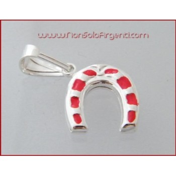 NSA|horseshoe 925 silver red luck amulet pendant