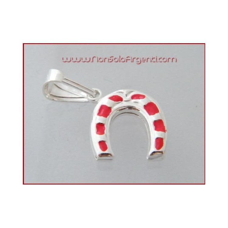 NSA|horseshoe 925 silver red luck amulet pendant