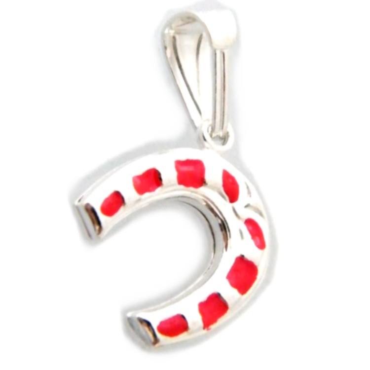 NSA|horseshoe 925 silver red luck amulet pendant