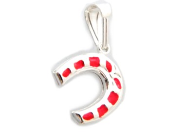 NSA|horseshoe 925 silver red luck amulet pendant