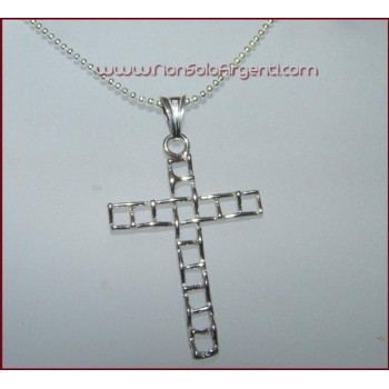 NSA|ARGENTO 925 Ciondolo a croce braccia Traforate Unisex Nuova collana beads silver omaggio