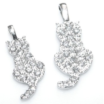 NSA|stamped 925: Necklace pendant Venetian cat kitten microsetting in 2 sizes