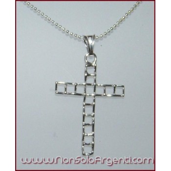 NSA|ARGENTO 925 Ciondolo a croce braccia Traforate Unisex Nuova collana beads silver omaggio