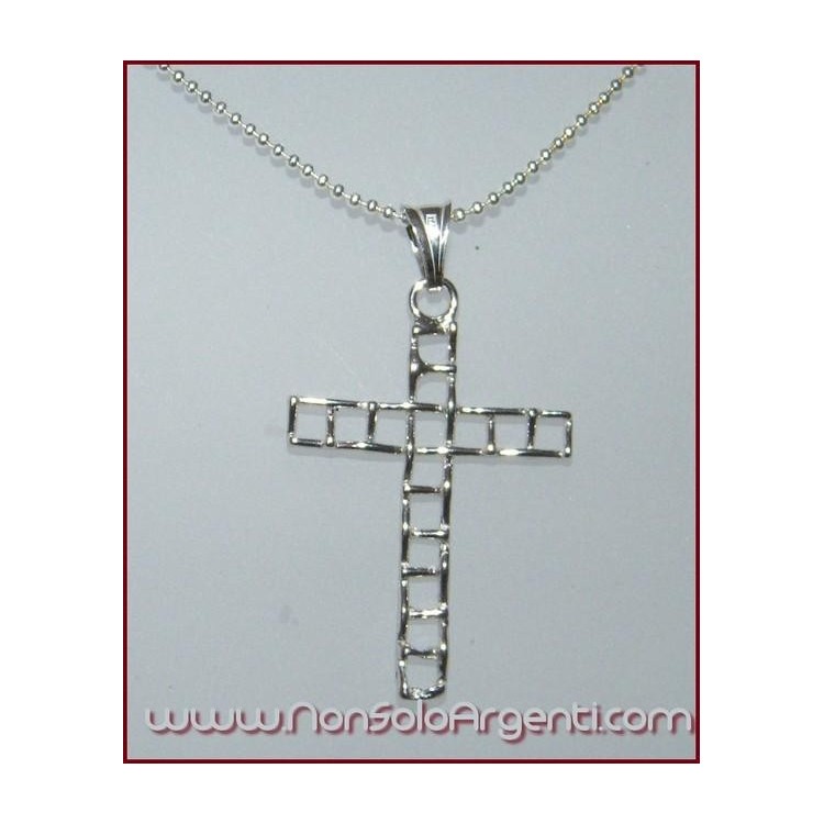NSA|ARGENTO 925 Ciondolo a croce braccia Traforate Unisex Nuova collana beads silver omaggio