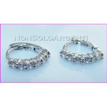 NSA|Orecchini donna a cerchietto con zirconi Lamin ORO BIANCO 18k Gold PLATED