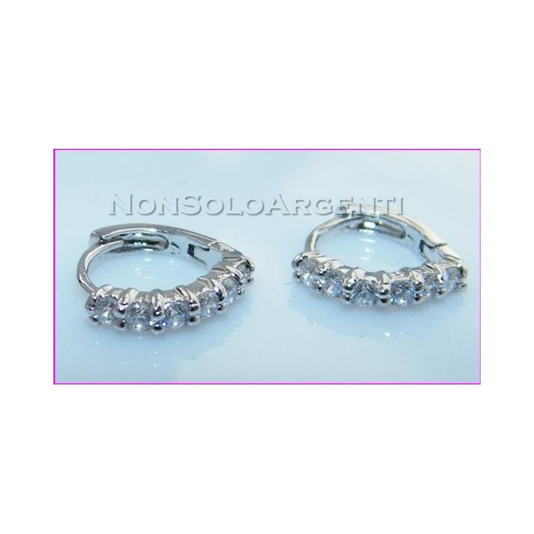 NSA|Orecchini donna a cerchietto con zirconi Lamin ORO BIANCO 18k Gold PLATED