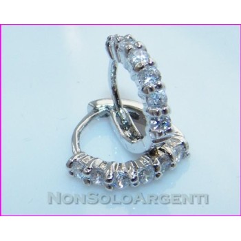 NSA|Orecchini donna a cerchietto con zirconi Lamin ORO BIANCO 18k Gold PLATED
