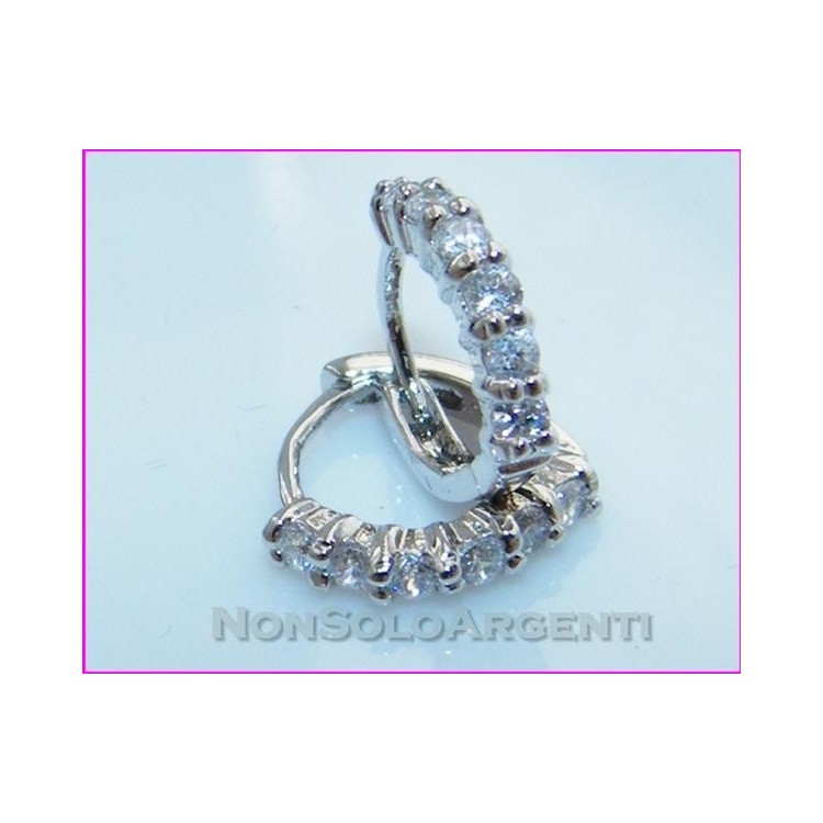 NSA|Orecchini donna a cerchietto con zirconi Lamin ORO BIANCO 18k Gold PLATED