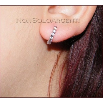 NSA|Orecchini donna a cerchietto con zirconi Lamin ORO BIANCO 18k Gold PLATED