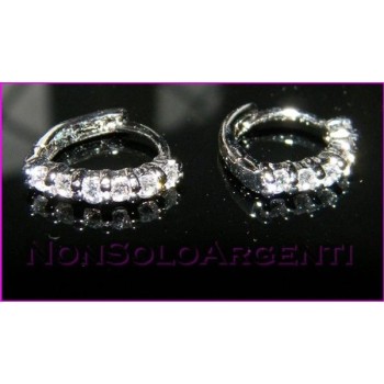 NSA|Orecchini donna a cerchietto con zirconi Lamin ORO BIANCO 18k Gold PLATED