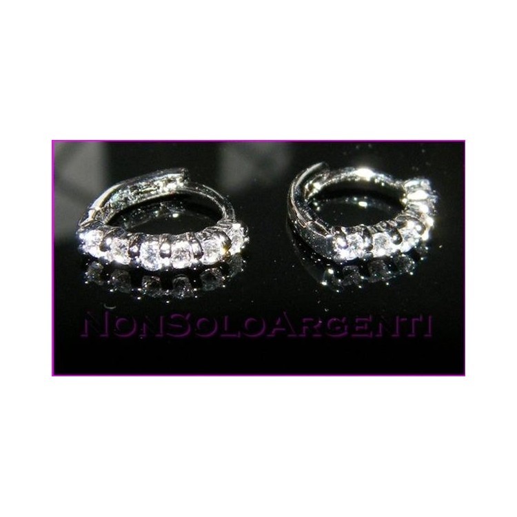 NSA|Orecchini donna a cerchietto con zirconi Lamin ORO BIANCO 18k Gold PLATED