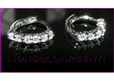 NSA|Orecchini donna a cerchietto con zirconi Lamin ORO BIANCO 18k Gold PLATED