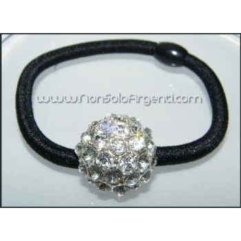 NSA|Bigiotteria : Fermaglio per coda argentato con sfera a pavè di strass