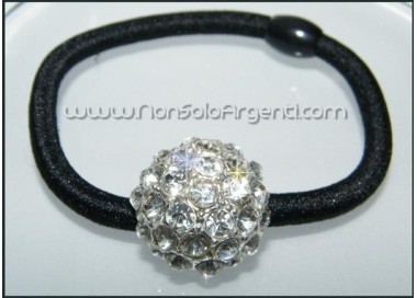 NSA|Bigiotteria : Fermaglio per coda argentato con sfera a pavè di strass