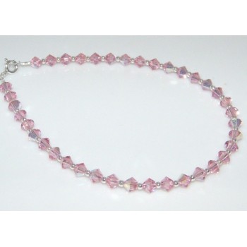 NSA|Bracciale Argento 925 Con Swarovski Bicono ROSA AB lungo corto uomo donna