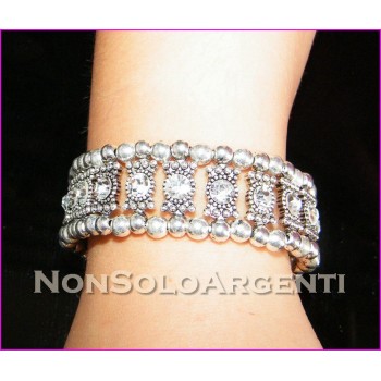 NSA|Spheres and white rhinestones cuff bracelet 1 elastic thread for woman