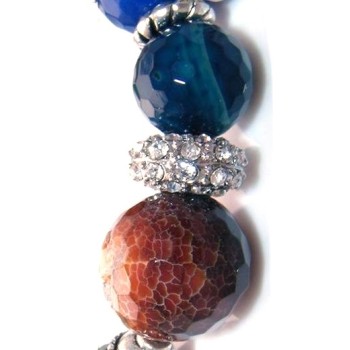 NSA|Carnelian bracelet, blue and green agate with elastic rhinestones for women