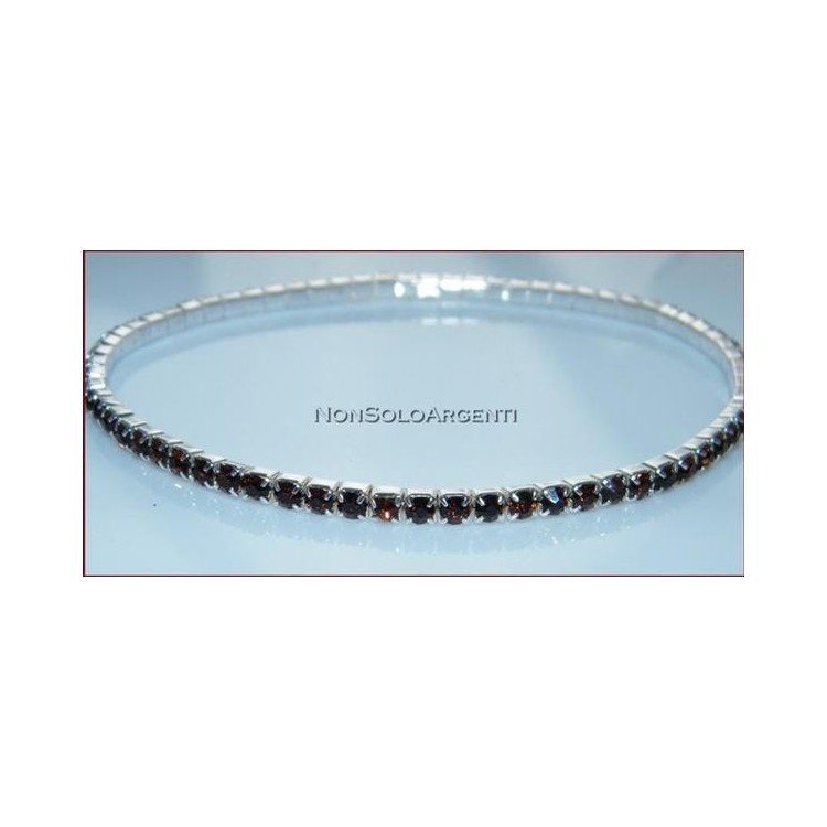 NSA|Bigiotteria : Cavigliera tennis argentata a 1 filo di strass eLaSTiCa