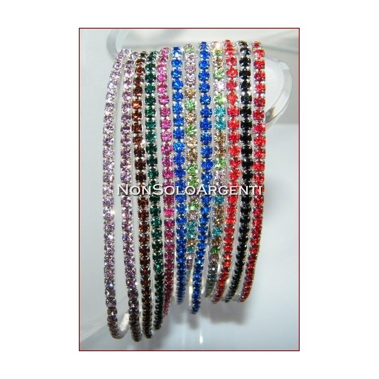 NSA|Bigiotteria : Cavigliera tennis argentata a 1 filo di strass eLaSTiCa