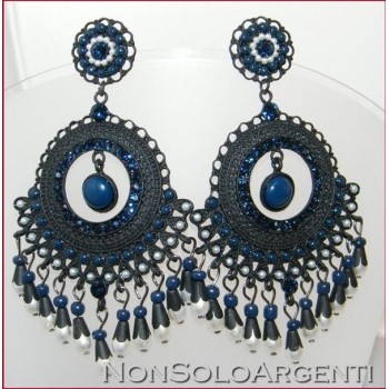 NSA|Orecchini Bigiotteria : Cerchi neri con faux perle e strass