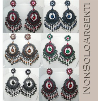 NSA|Orecchini Bigiotteria : Cerchi neri con faux perle e strass