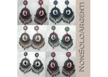 NSA|Orecchini Bigiotteria : Cerchi neri con faux perle e strass