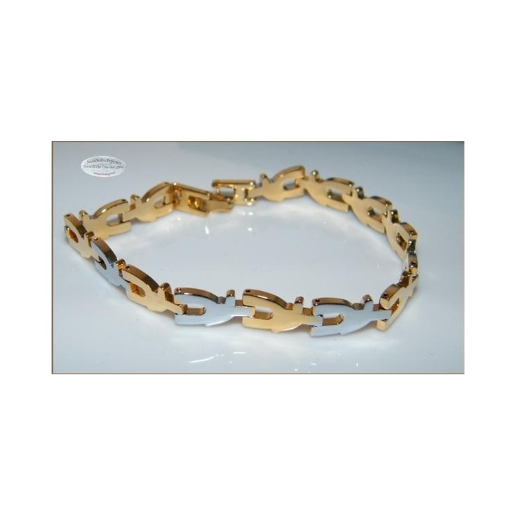 NSA|Bracciale Braccialetto Uomo o Unisex Acciaio smalto oro