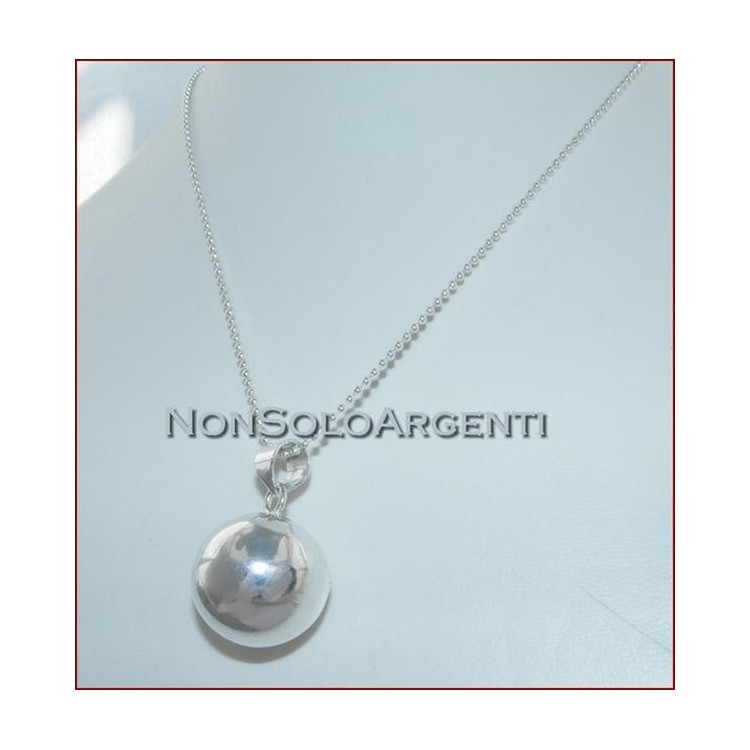 NSA|ARGENTO 925 : Lunga collana con grande ciondolo chiama angeli carillon