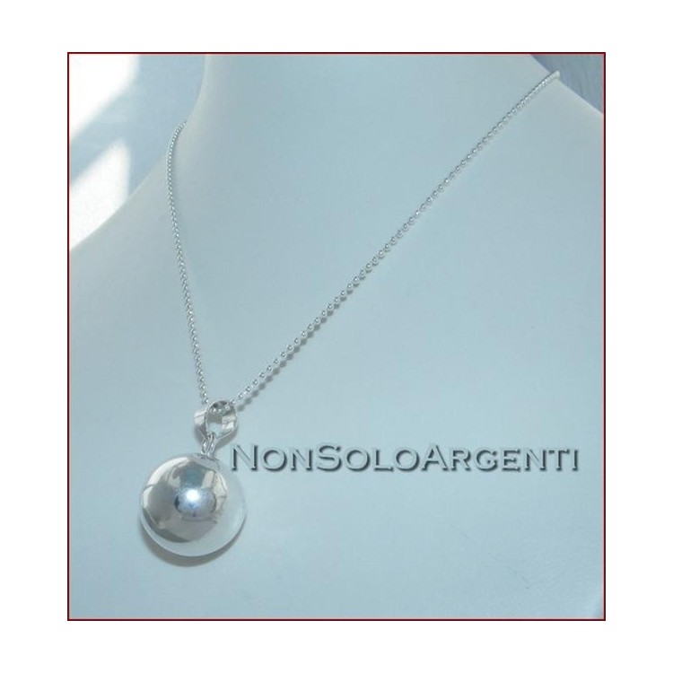 NSA|ARGENTO 925 : Lunga collana con grande ciondolo chiama angeli carillon