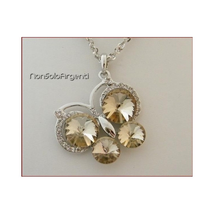 NSA|Bigiotteria : Collana catena argentata con ciondolo grande farfalla vari colori