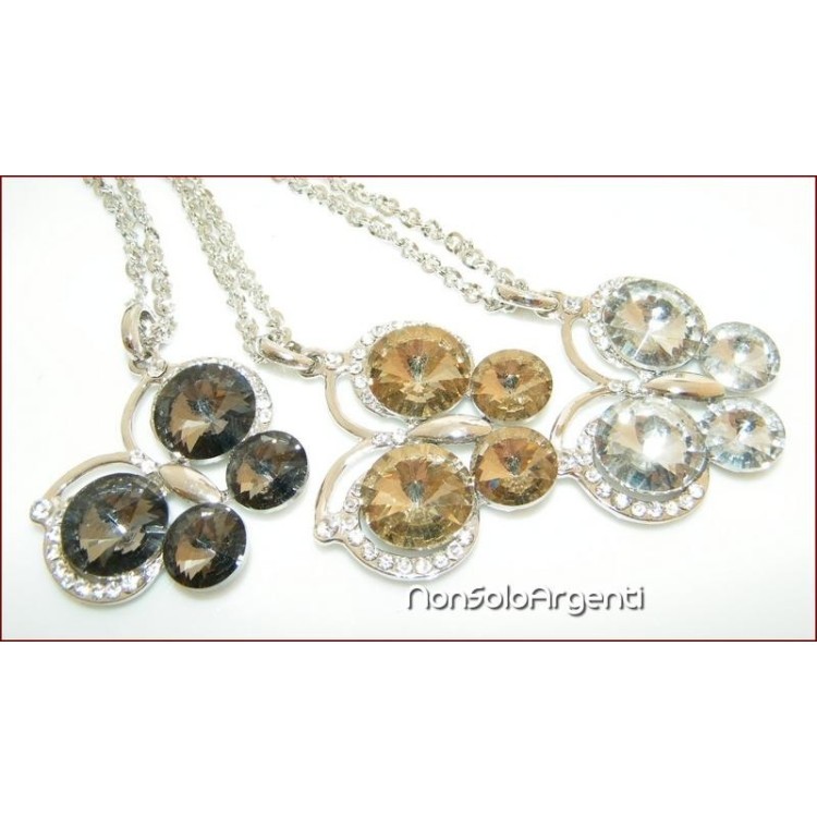 NSA|Bigiotteria : Collana catena argentata con ciondolo grande farfalla vari colori