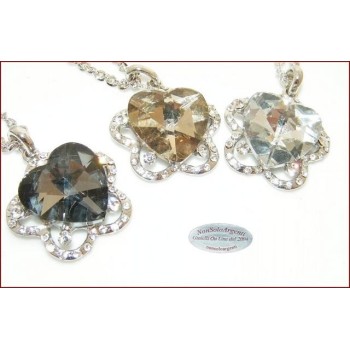 NSA|Bigiotteria : Collana catena argentata con ciondolo grande Cuore su Fiore (fumo)