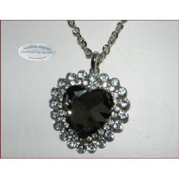 NSA|Bigiotteria : Collana catena argentata con ciondolo grande a cuore Fumo