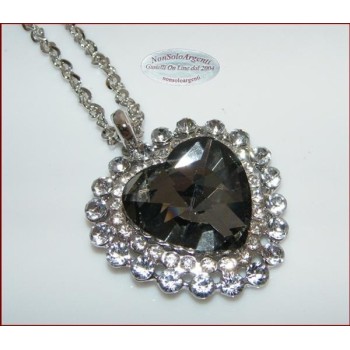 NSA|Bigiotteria : Collana catena argentata con ciondolo grande a cuore Fumo