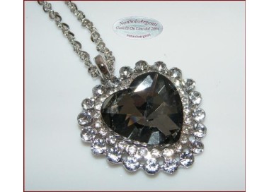 NSA|Bigiotteria : Collana catena argentata con ciondolo grande a cuore Fumo