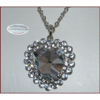 NSA|Bigiotteria : Collana catena argentata con ciondolo grande a cuore Bianco