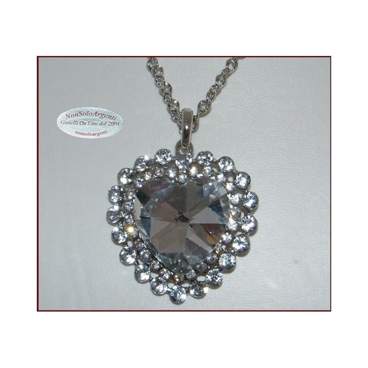 NSA|Bigiotteria : Collana catena argentata con ciondolo grande a cuore Bianco