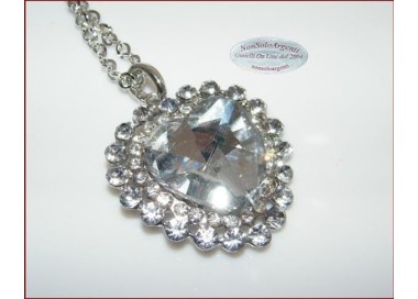 NSA|Bigiotteria : Collana catena argentata con ciondolo grande a cuore Bianco