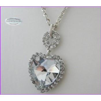 NSA|Bigiotteria : Collana catena argentata con ciondolo grande a cuore Bianco